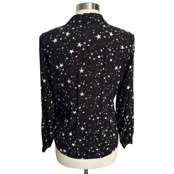 Rails Medium Noemi Black Galaxy Star Print Collared Long Sleeve Button Up Shirt - Picture 3 of 10